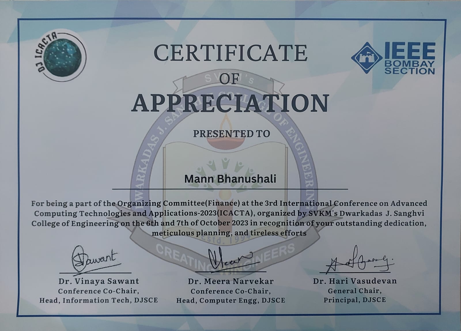 Certificate of Appreciation