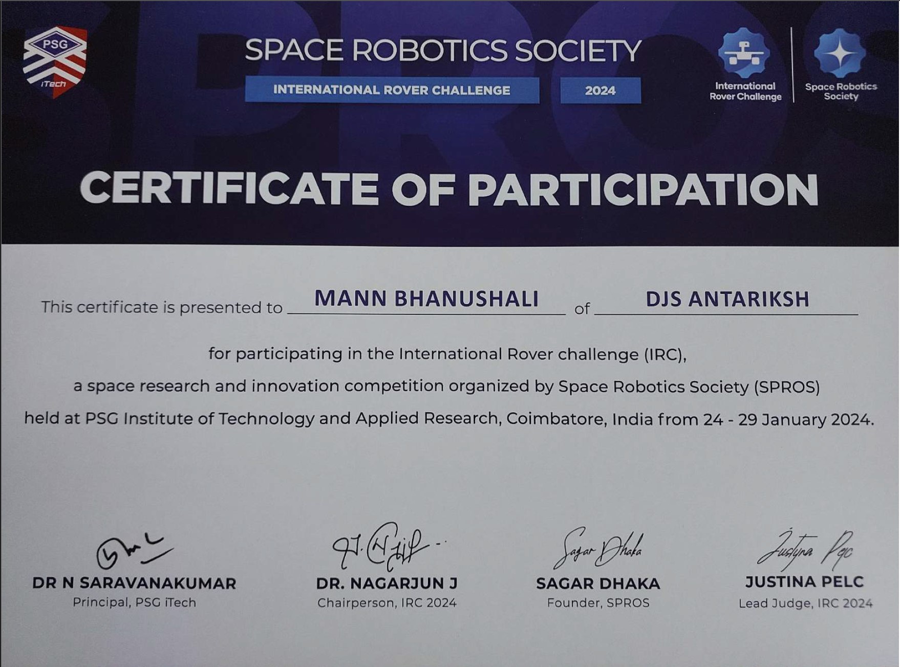 IRC24 Participation Certificate